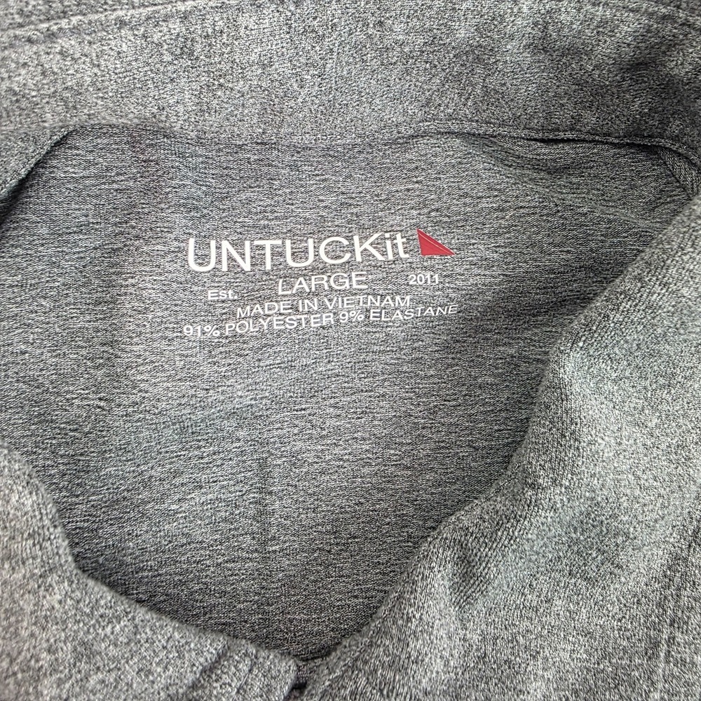 Untuckit Polo Shirt Mens Large Gray Career Casual Rugby Top Collared Stretch - Picture 4 of 6